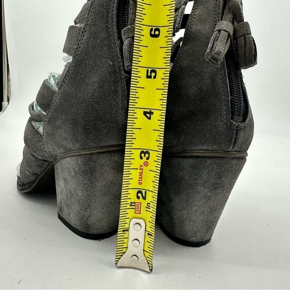 Free People Cayman Strappy Hybrid Gray Suede Open Toe Chunky  Heels 38 (US Sz 7) - Picture 10 of 14